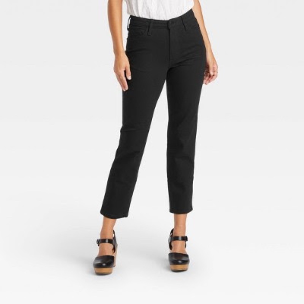 Universal Thread High Rise Slim Straight Black Denim Jeans Size 00